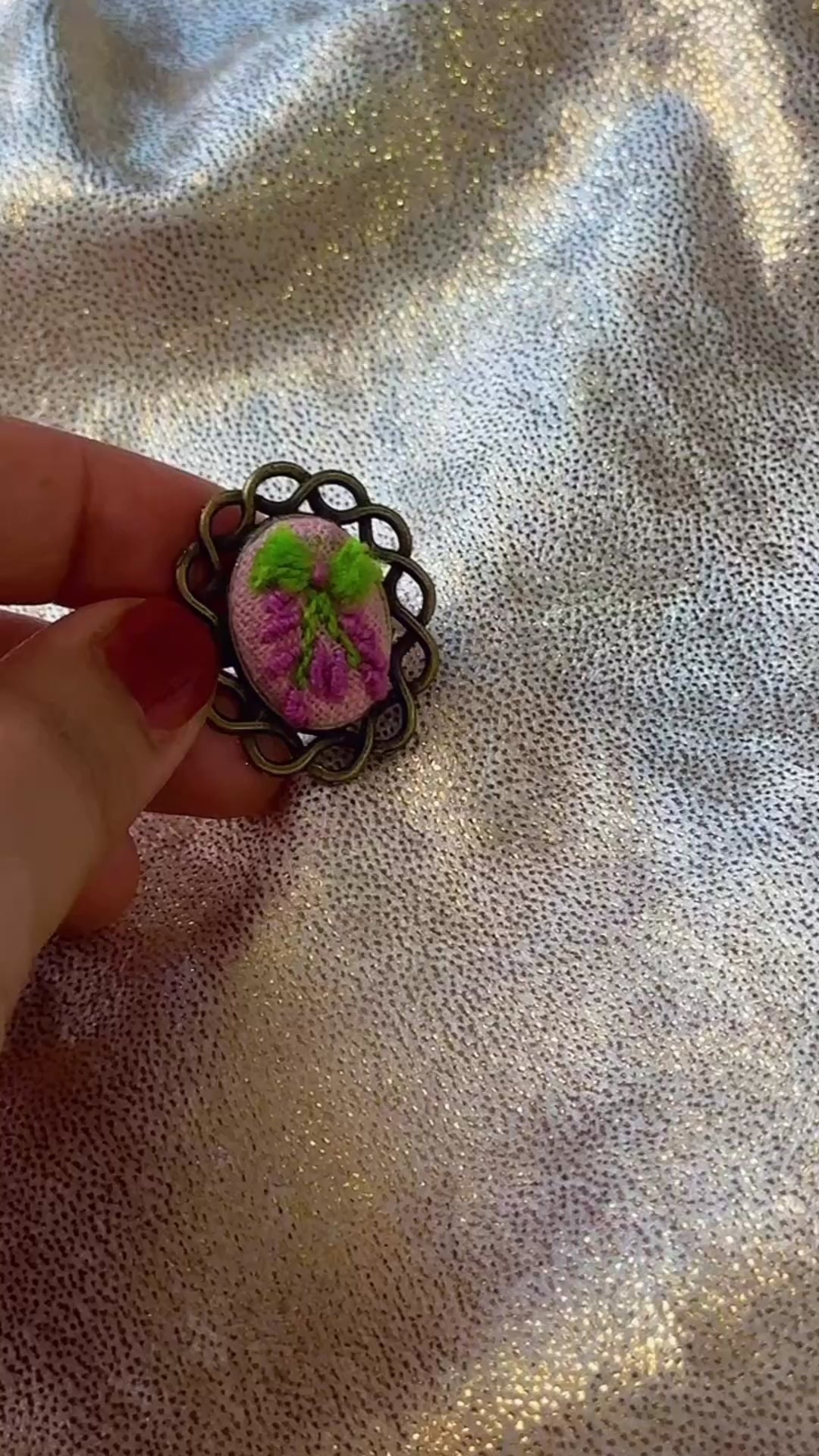 Lilac Meadows Hand-Embroidered Scalloped Ring