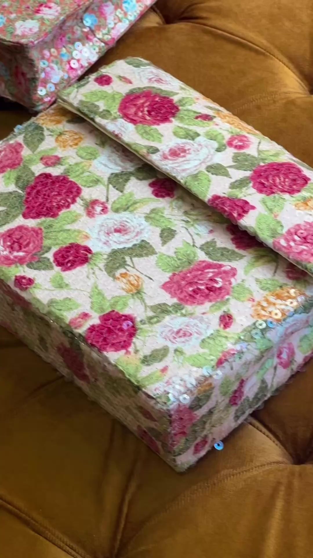 Rosie Bloom: Handmade Floral Sequinned Envelope Clutch Bag