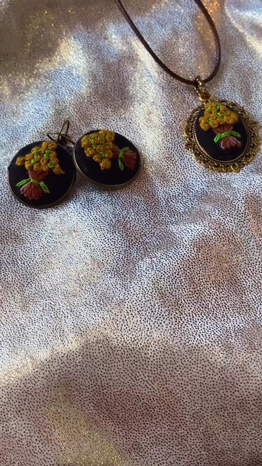 Golden Harvest Hand-Embroidered Bouquet Ring